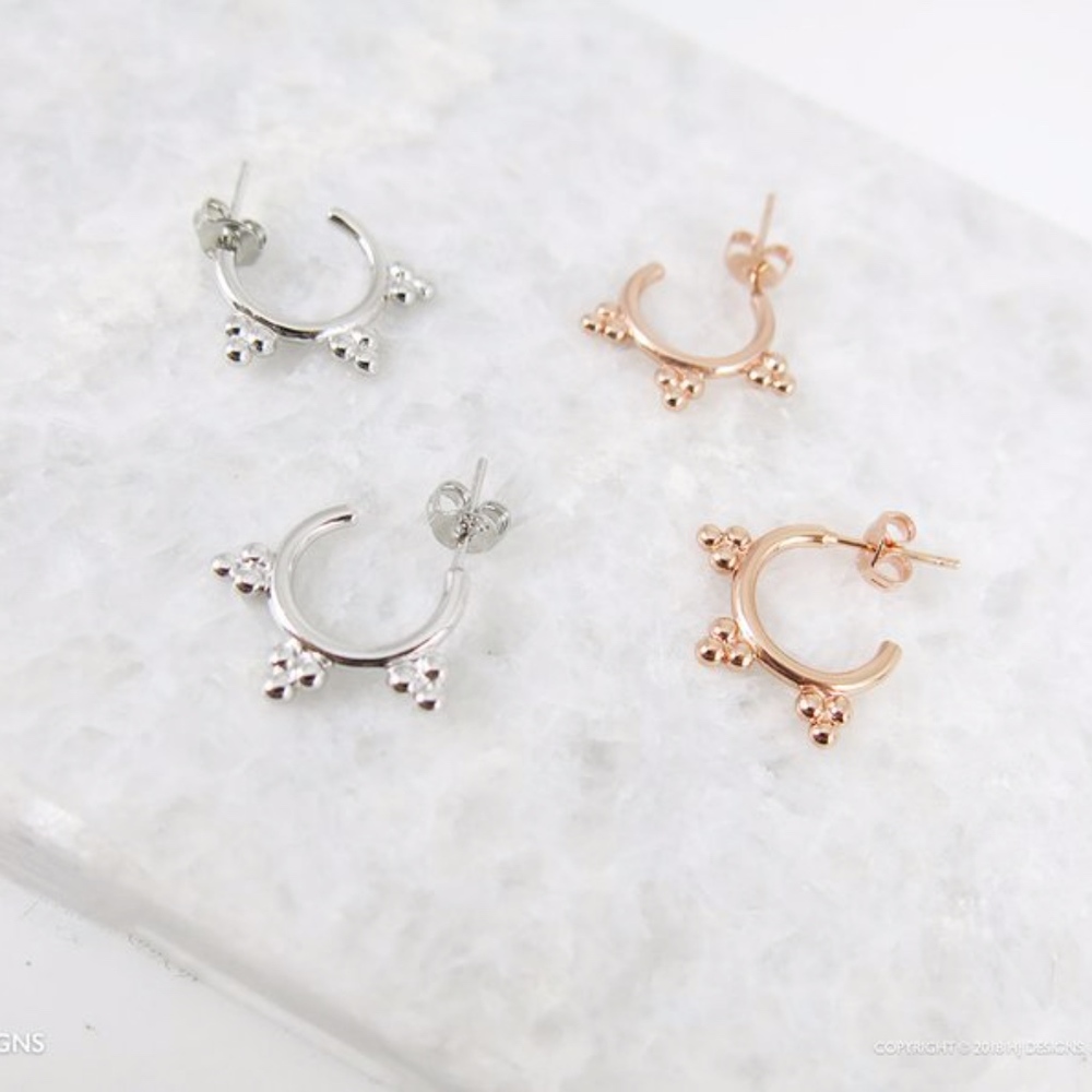 Hoop Stud Earrings Rose Gold & Sterling Silver